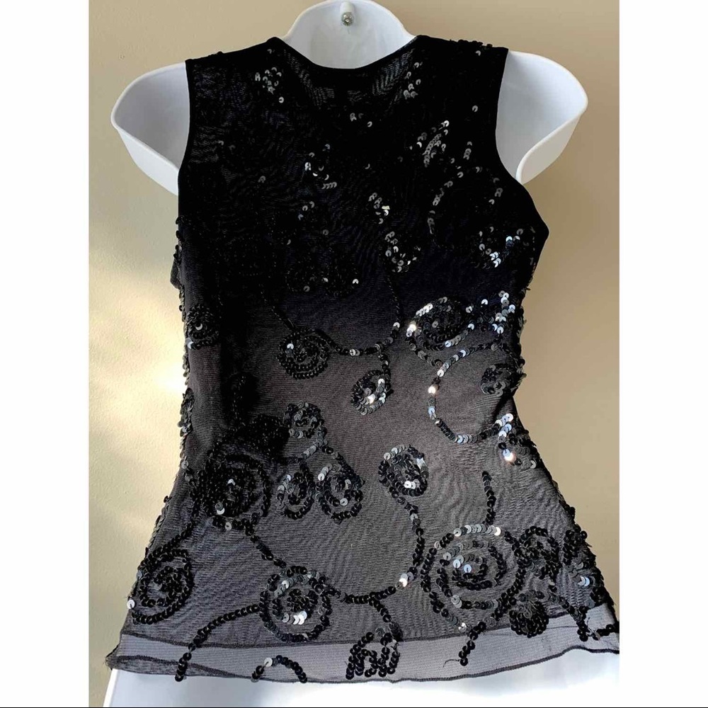 🇫🇷 KOOKAÏ black tulle and sequins v-top size 1/S - Picture 3 of 10